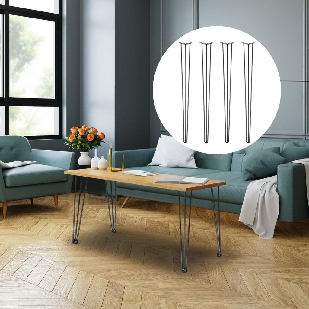 Hairpin Table Legs 36" Black Set of 4 Desk Legs 880lbs Load Capacity (Each 220lbs) Hairpin Desk Legs 3 Rods for Bench Desk Dining End Table Chairs