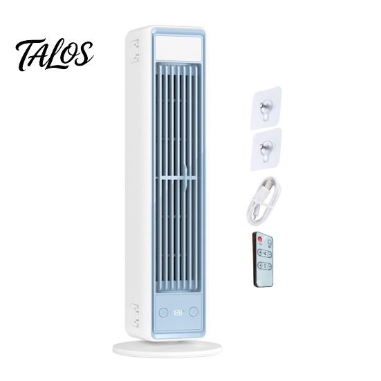 Talos Wall Mount Desktop Fan, 3 Speed Bladeless Tower Fan with Digital Display, Quiet Personal Cooling for Bedroom Office Home