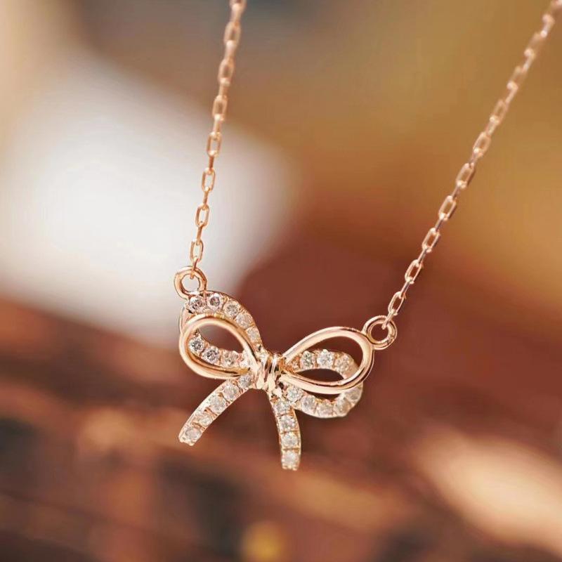 Women s Luxury Bow Tie Clavicle Necklace - Elegant & Fresh Design, Ideal Birthday Gift