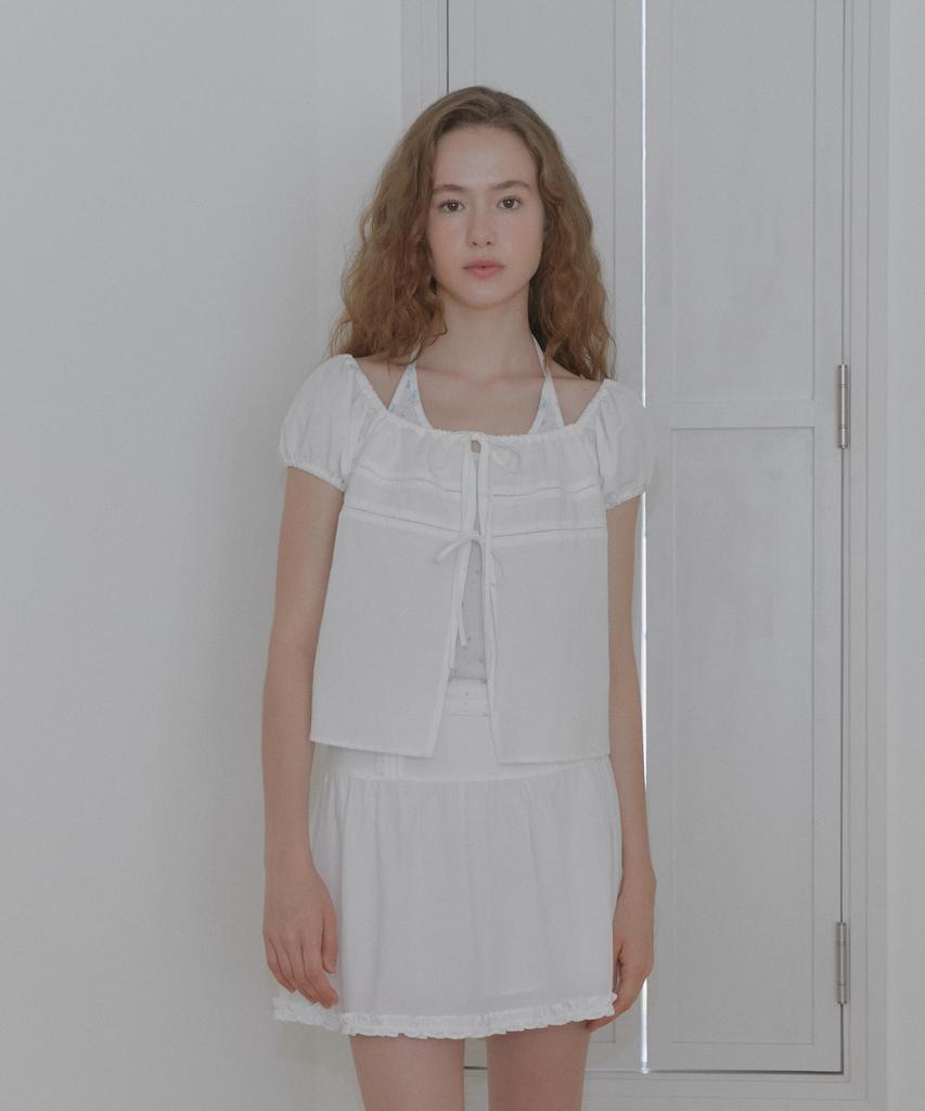 Margarine Fingers Lace Pin Tuck Skirt (White)