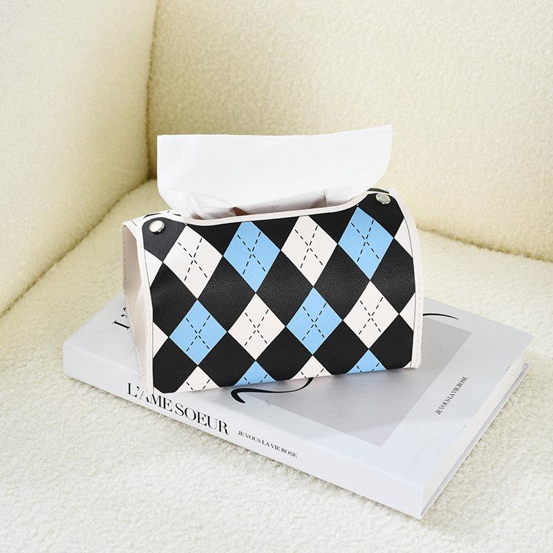 Rhombus Grid Portable Tissue Box for Home, Bedroom, Living Room, Dining Table, and Car.