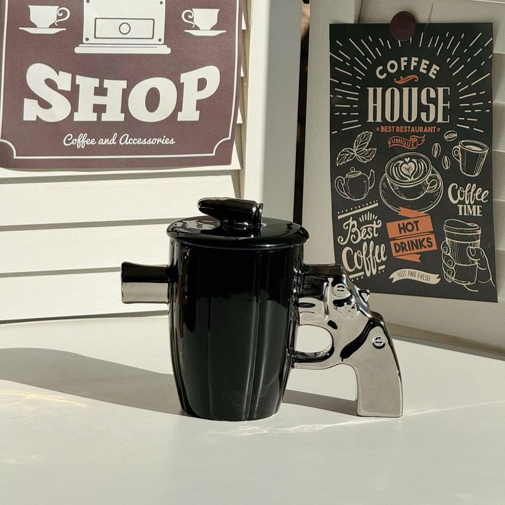 Revolverpistool beker keramiek explosiebestendig militaire stijl mok gepersonaliseerde vorm koffiekop grote capaciteit waterbeker voor vriend