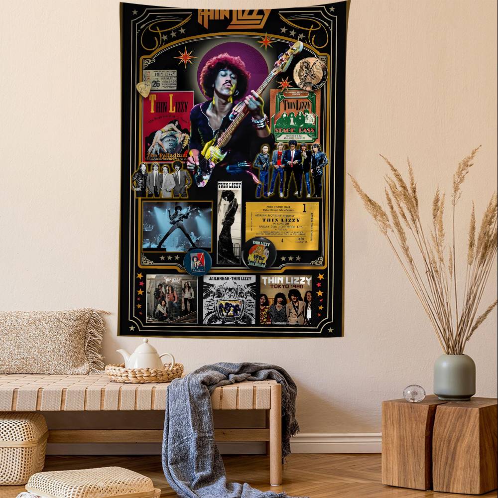 Tapestry da Parete Fai-da-te Anime Band Rapper Classica Thin Lizzy per Soggiorno Casa Dormitorio Decorazione Arte da Parete