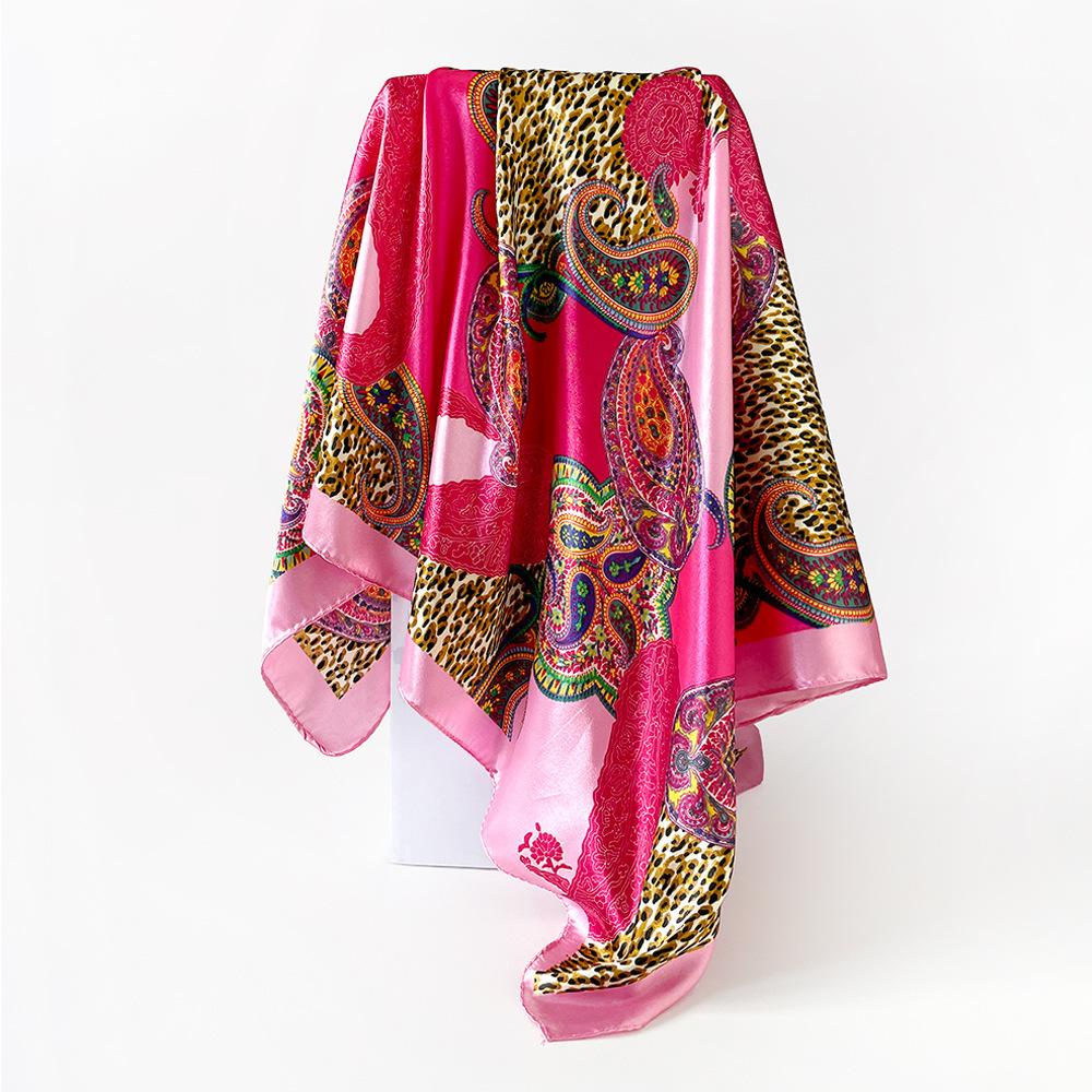 New-style cashew-print silk scarf, 90cm women’s satin headscarf 90x90cm