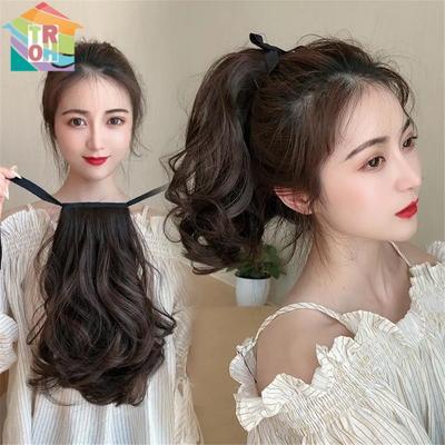 Synthetic Wig Ponytail Women's Mid-Length Short Curly Hair Strap Style Curly Big Wave Wig Piece