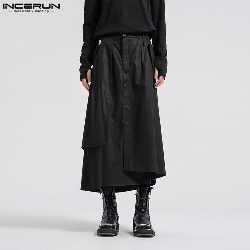 

INCERUN черные мужские модные свободные длинные юбки