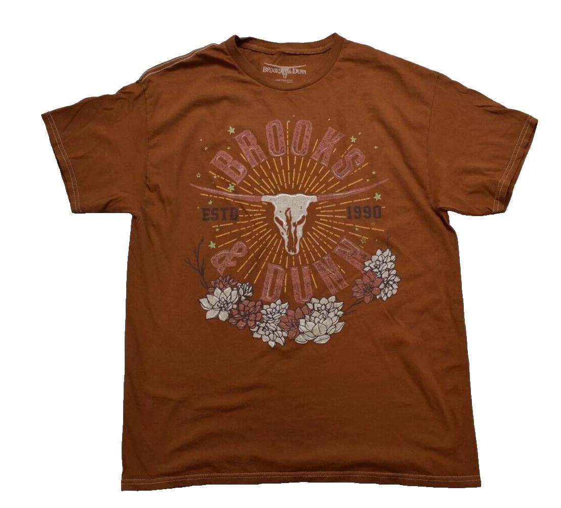 Brooks & Dunn By Goodie Two Sleeves Womens Longhorn Skull T-Shirt New Large XL