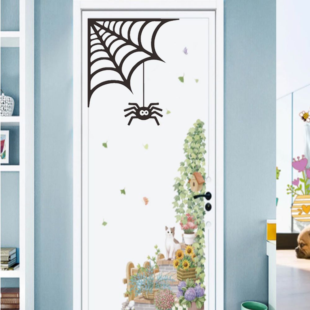 Waterproof DIY Prank Spider Web Window Halloween Decoration Decal Wallpaper Spider Sticker