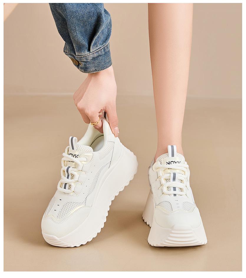 Spring/Summer 8cm Women's Platform Trainer – Versatile Sport Casual Dad Shoes