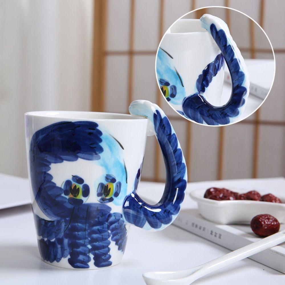 3D Animal Shape Handle Animal Shape Ceramic Cup Hand Painted Animals Mug  Living Room