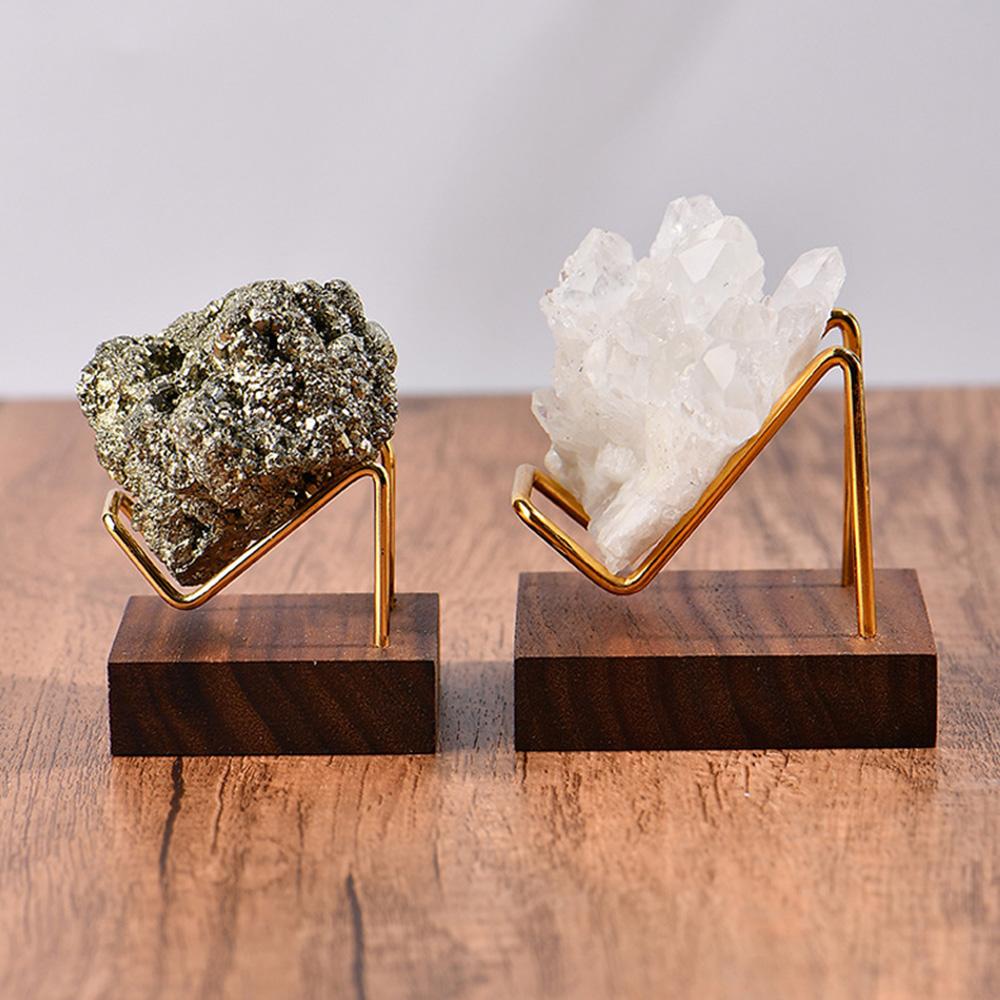 New Wooden Crystal Ball Base Metal Arm Agate Stones Sphere Display Stand Craft Photography Props Minerals Relics Rocks Support