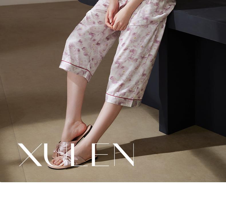 Xuan Liang's High-end Sleepwear for Women In Summer, Thin Ice Silk Short Sleeved Pants, Fashionable Western-style Plus Size Home Suit Set