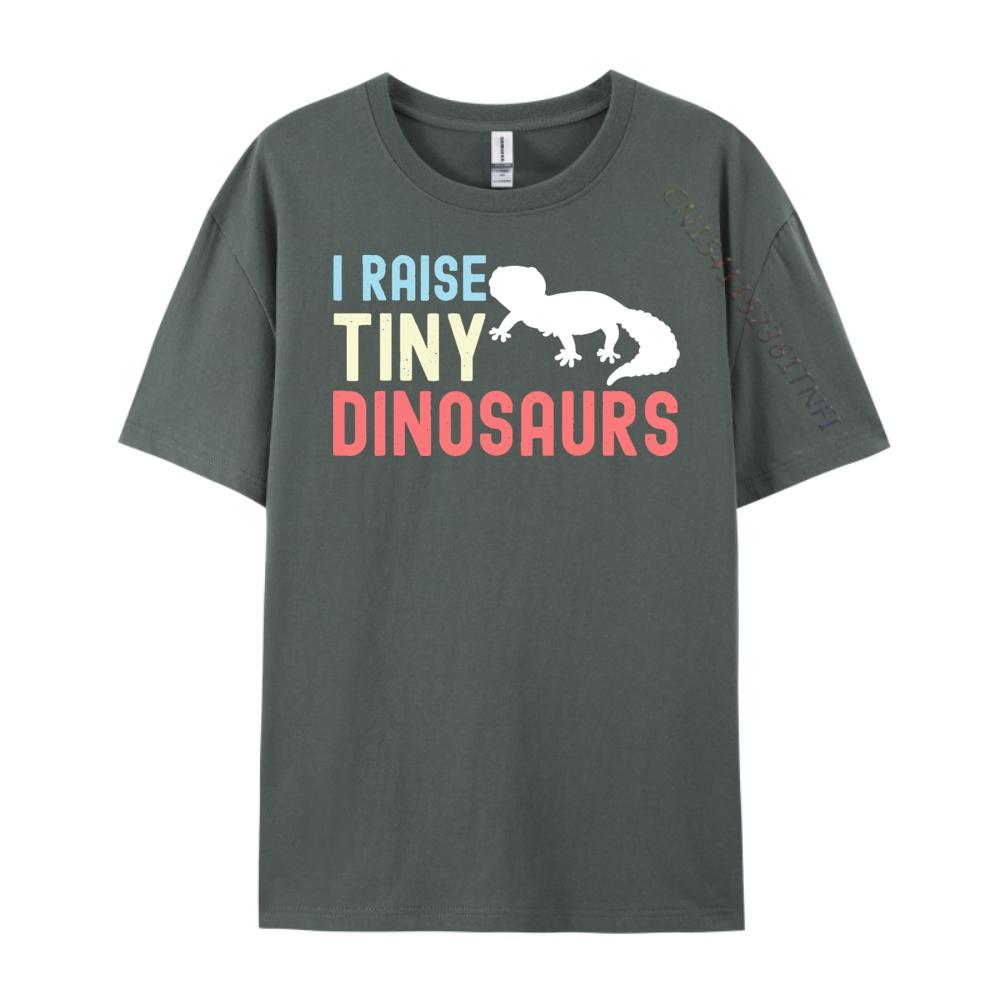I Raise Tiny Dinosaurs Funny Leopard Gecko Mom Dad Reptile Green And White Graphic T Shirt SKINFRIENDLY Mens Shirt Hip Hop