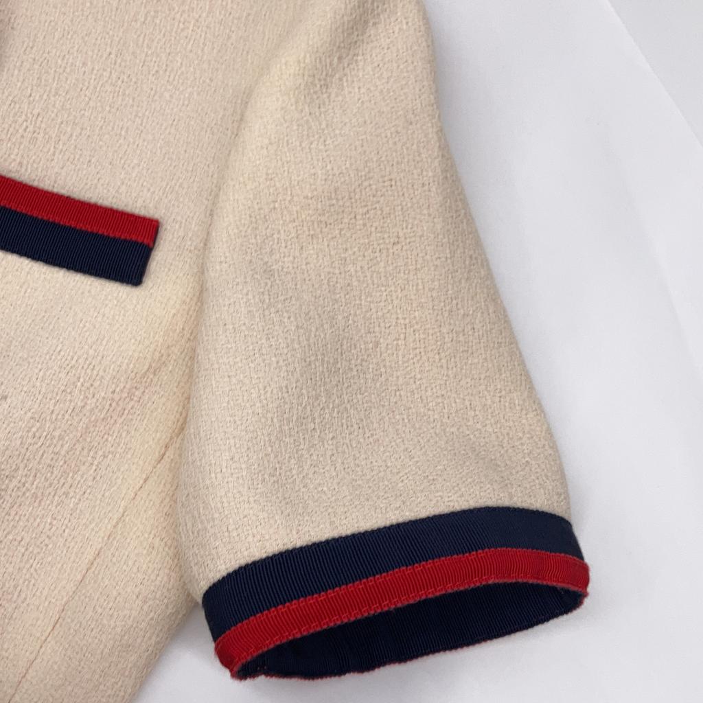 Gucci 488791 17 Year Ivory Short Sleeve Ribbon Jacket Jacket 38 IvoryUsed