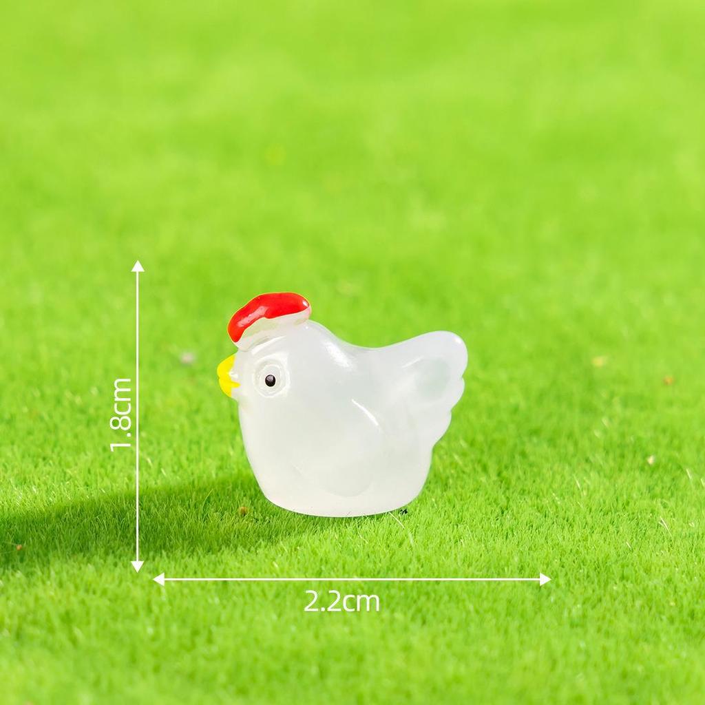 Luminous Rooster Resin Ornament: Colorful Small Animal Desktop Decor