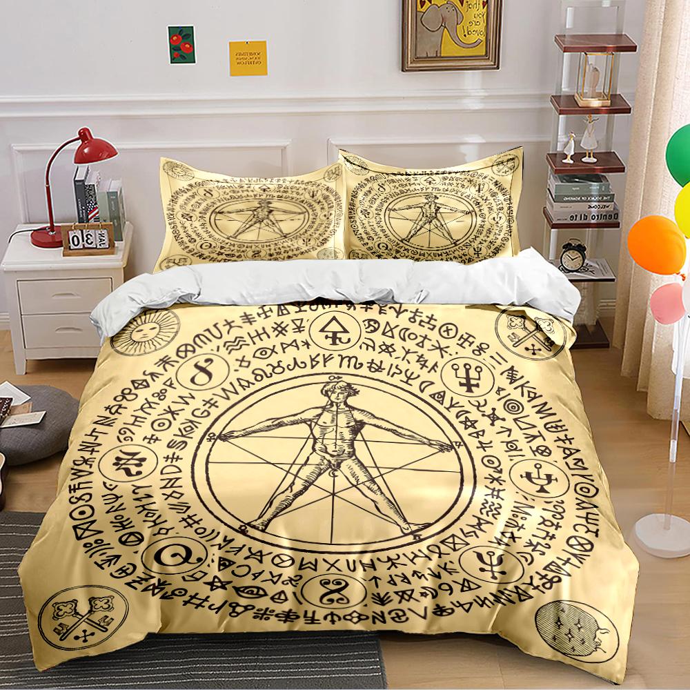 Da Vinci Vitruvian Symbols Bedding Set Bedding Set (1 Duvet Cover, 2 Pillowcases, Duvet Not Included)