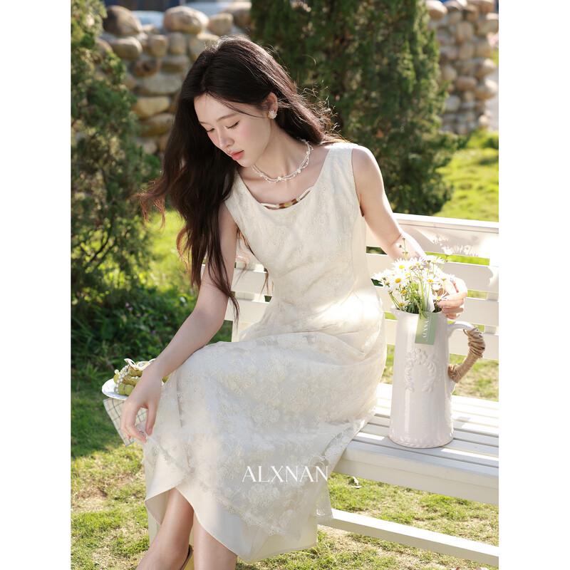 Lu Xiangnan Apricot A-Line Midi Dress M