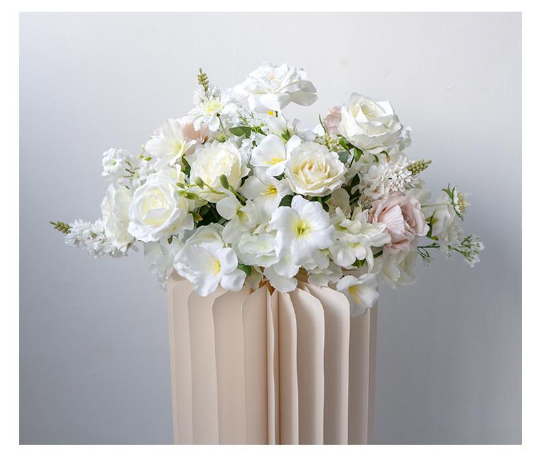 White Wedding Floral Art Wall Hanging Decoration - Artificial Flowers for Outdoor Event and Ceremony Background Arrangement
