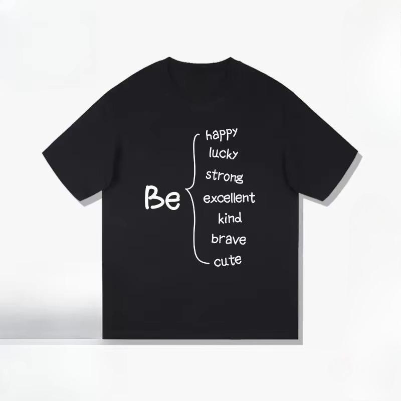 

Heavy Cotton Printed Short Sleeves Want To Be Fun Text T-shirt Pure Cotton Summer T-shirt Men s and Women s Fashion Trend 4XL
