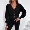 Women's Wool Cardigan Sweater Spring/Autumn Outerwear V-Neck Solid Color Design Oversized Knit Open-Front Cardigan
