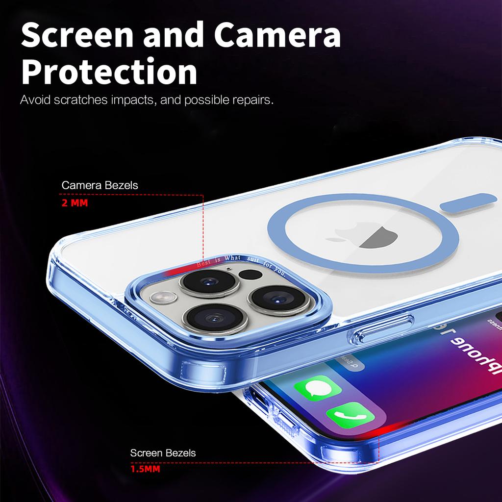 For iPhone 16 Pro Max Case Compatible with MagSafe TPU+PC Transparent Phone Cover