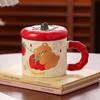 Cute Ceramic Cat Mug with Lid