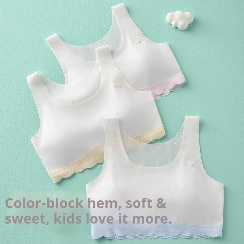 Sweet Soft Comfortable Racerback Training Vest for Growing School Girls Thin Lightweight Breathable Daily Developmental Undergarment