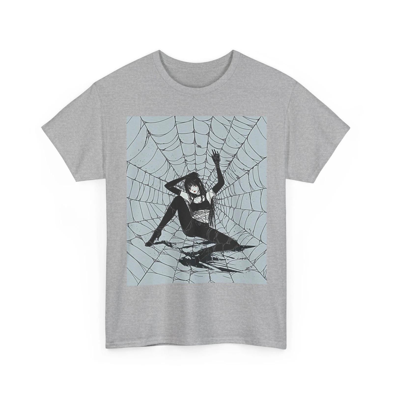 

BLACK SPIDER WIDOW ANIME WEB ART Tshirt TEE GIFT MEN WOMEN PUNK METAL EMO SHIRT 3XL