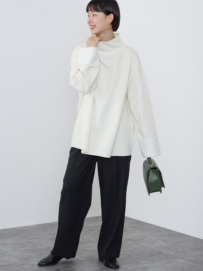 TEE Pullover mit Stehkragen und weiten Ärmeln, Elfenbein, Einheitsgröße [Beams Heart], L/S, Damen