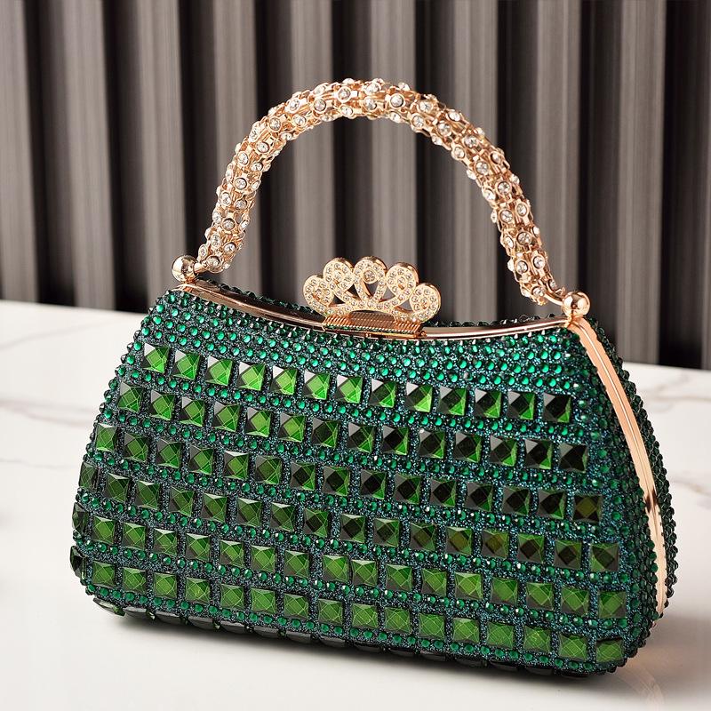 Silver Woman Bag Shine Bling Crown Hasp Diamond Shoulder Bag Crossbody Luxury Designers Rivet Clutch Party Evening Sparkly Purse