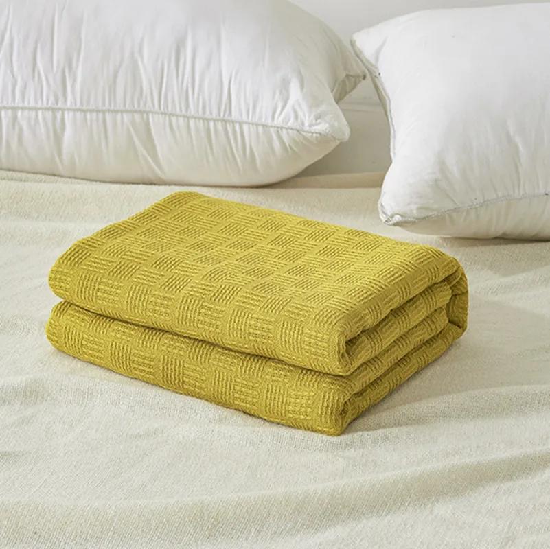 Soft Cozy 100% Cotton Throw Blanket Wide 150*200cm Plain Knitted Sofa Bed Cover Bedspreads Home Decor Thin Blanket
