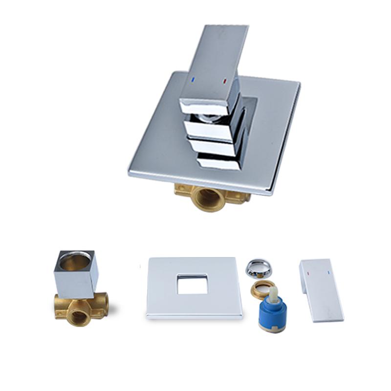 Bathroom Square In Wall Mounted Shower Mixer Valve Brass Concealed Shower Mixer Valve 1 Way Faucet Tap Chrome Black Brushed Gold