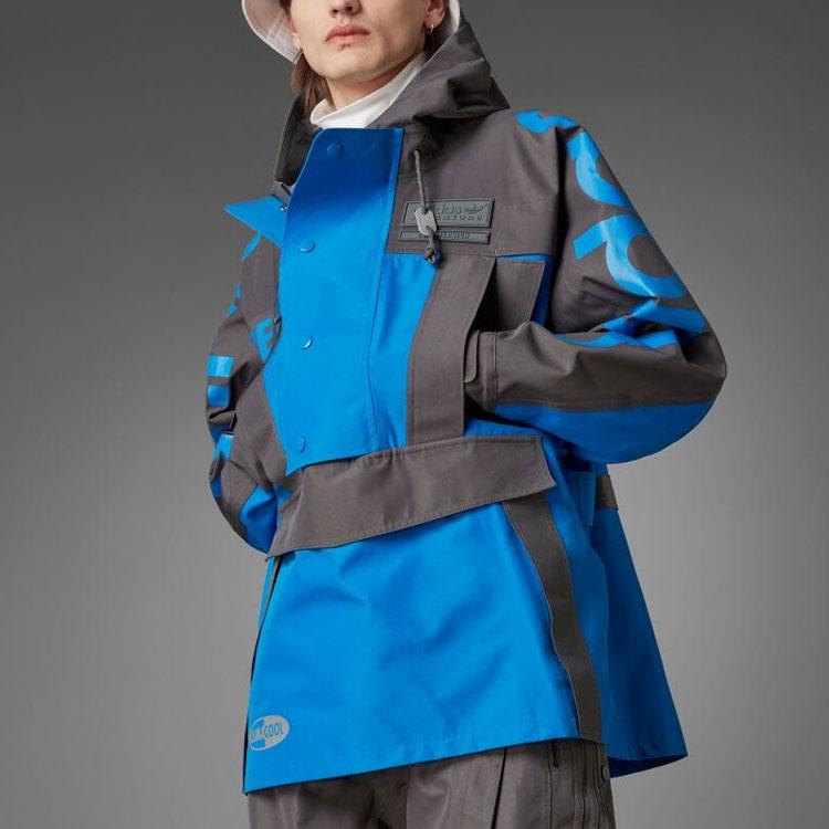 Adidas Originals Blue Version Series Letter Print Hooded Long Sleeve Rain Jacket Men Jackets HD2235