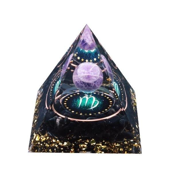 Orgonite Pyramid Zodiac Constellation Virgo Amethyst
