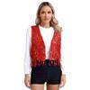 Women's Shiny Sequin Sleeveless Vest Sparkly Casual Open Front Waistcoat Jackets Glitter Vest Coat