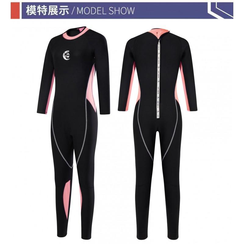 2mm Womens Full Wetsuit Snorkeling Swimming Surfing Fall Warmth Lightweight Dive Suit Black Pink Blue