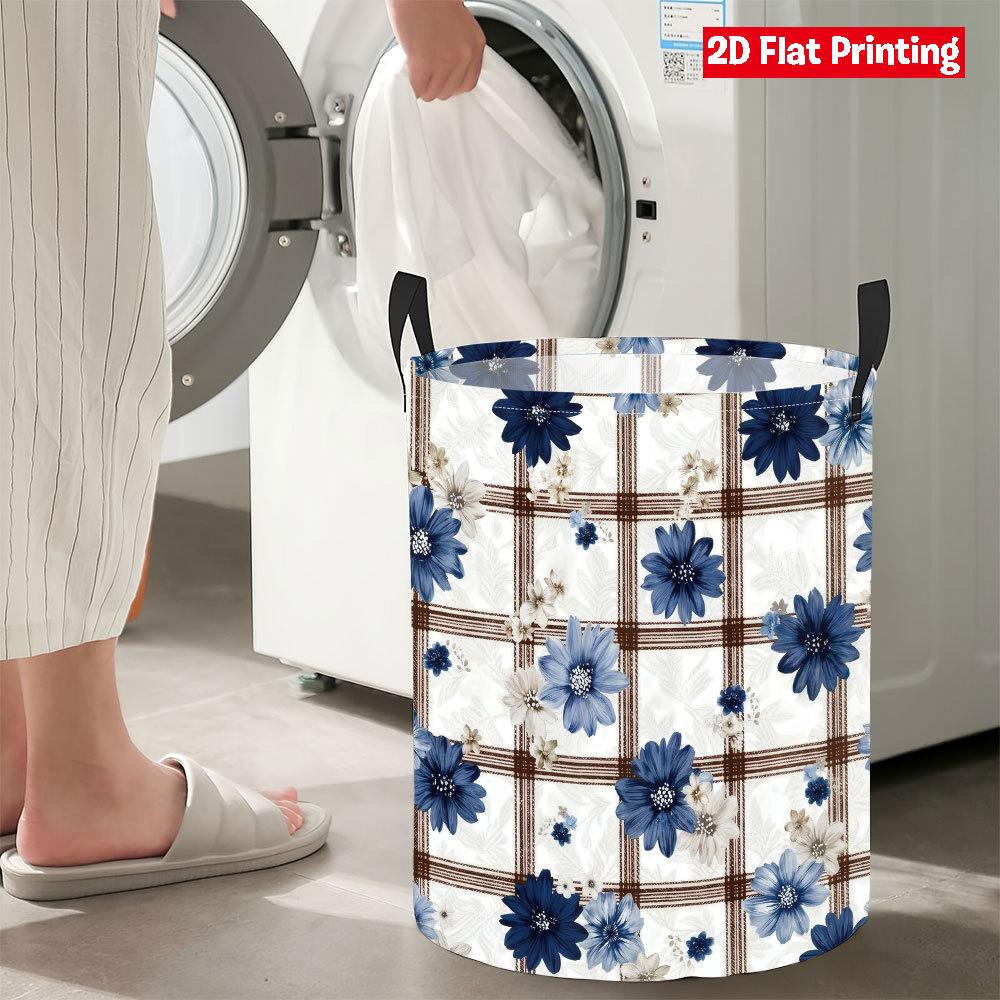 Collapsible Laundry Basket Large Round Waterproof Fabric Hamper Dirty Clothes Storage Bin Toy Organizer with Handles