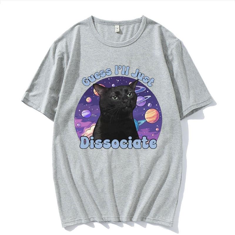 Black Cat Funny Meme Graphic T Shirt Summer Men Women Casual Short Sleeve T Shirts 100 Cotton Oversized Tshirt Tops Streetwear