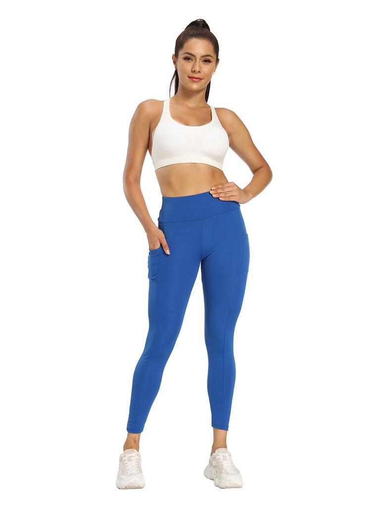 European & American Athletic Yoga Leggings with Pockets - High-Waisted, Hip-Lifting, Ideal for Fitness & Running.