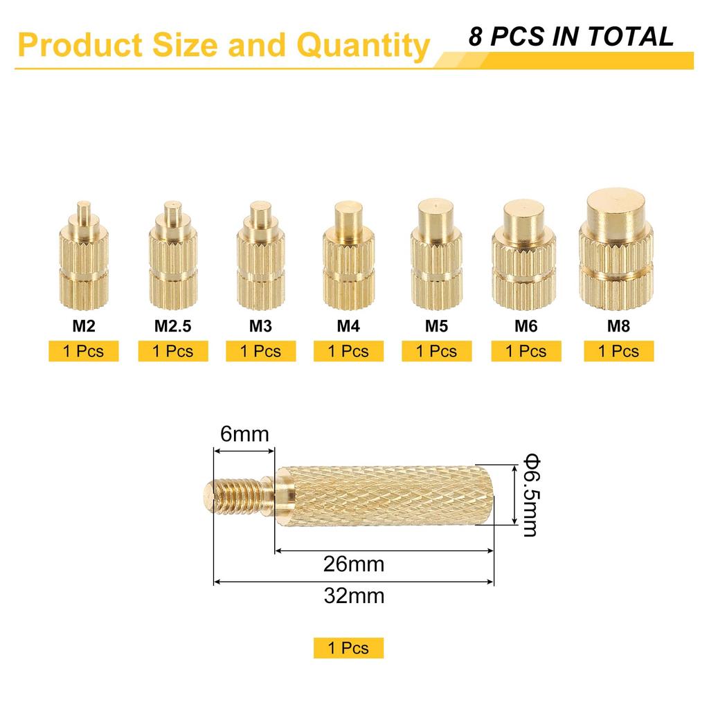 uxcell 8pcs Heat Set Insert Tips for Thread Inserts M2 M2.5 M3 M4 M5