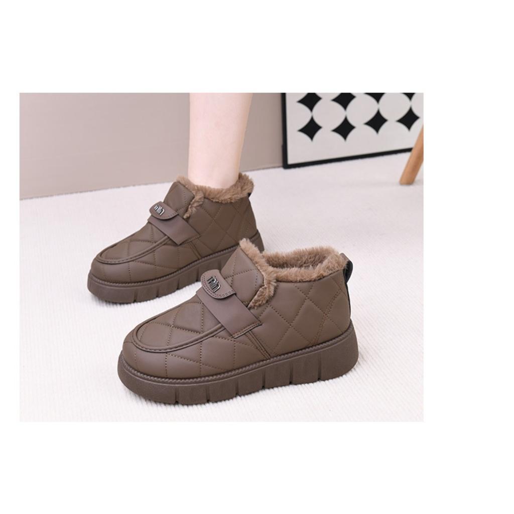 Winter Fleece Wool Fashionable Cotton Shoes, Comfortable Thick Soled Snow Boots for Women, Autumn Warm and Cold Resistant Cotton Boots