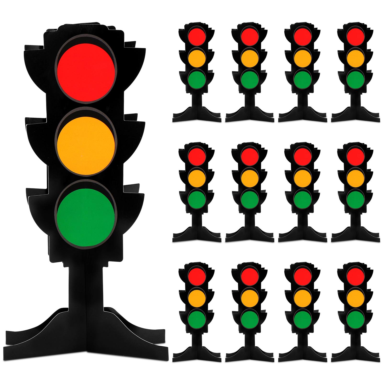 

12 Sets Traffic Light Racing Car Party Centerpieces 3D Cardboard Traffic Light Party Decoration For Kids Racing Theme Birthday P чорний