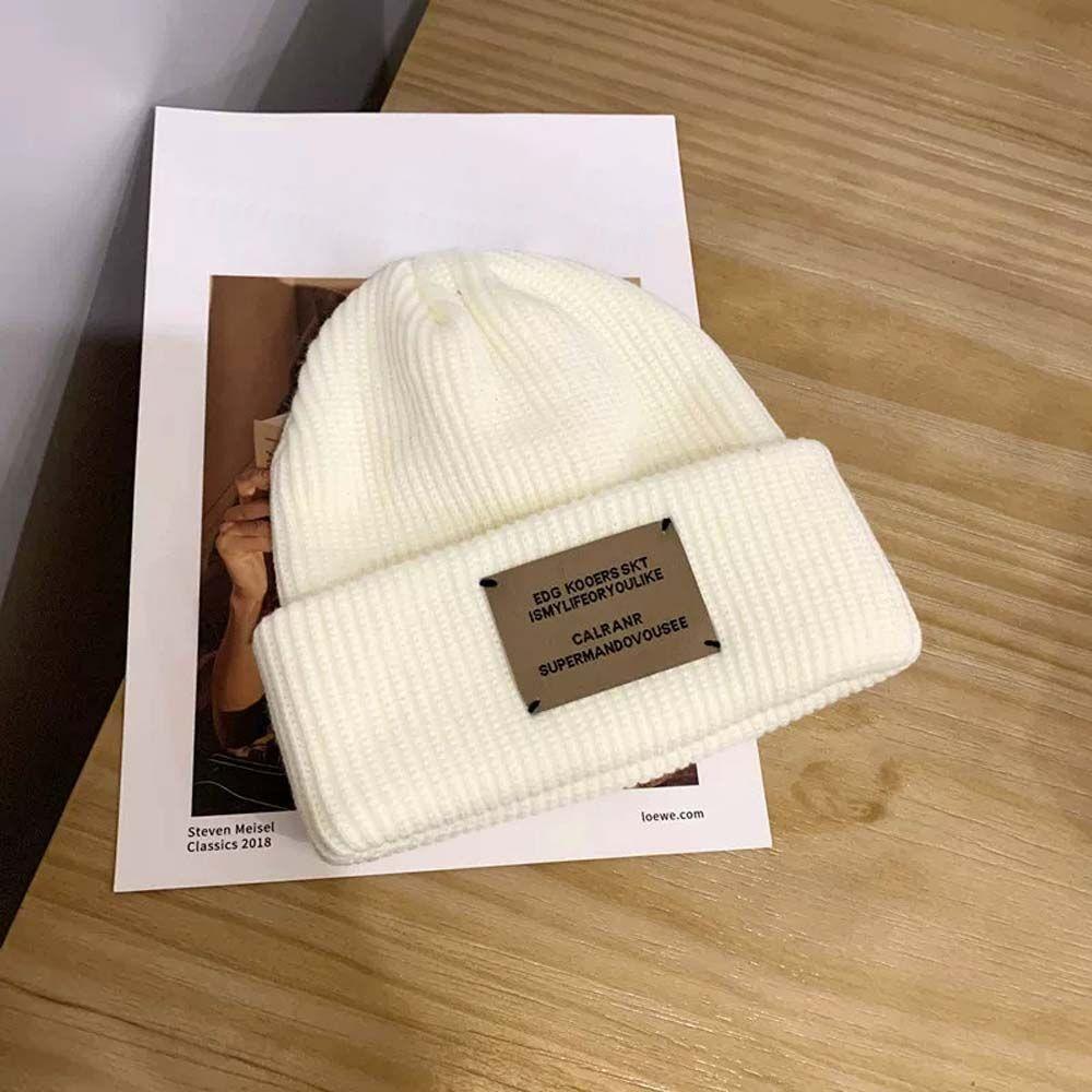 Stripe Autumn Solid Color Skullies All-match Woolen Hat Korean Style Caps Knitted Hat Men Beanies