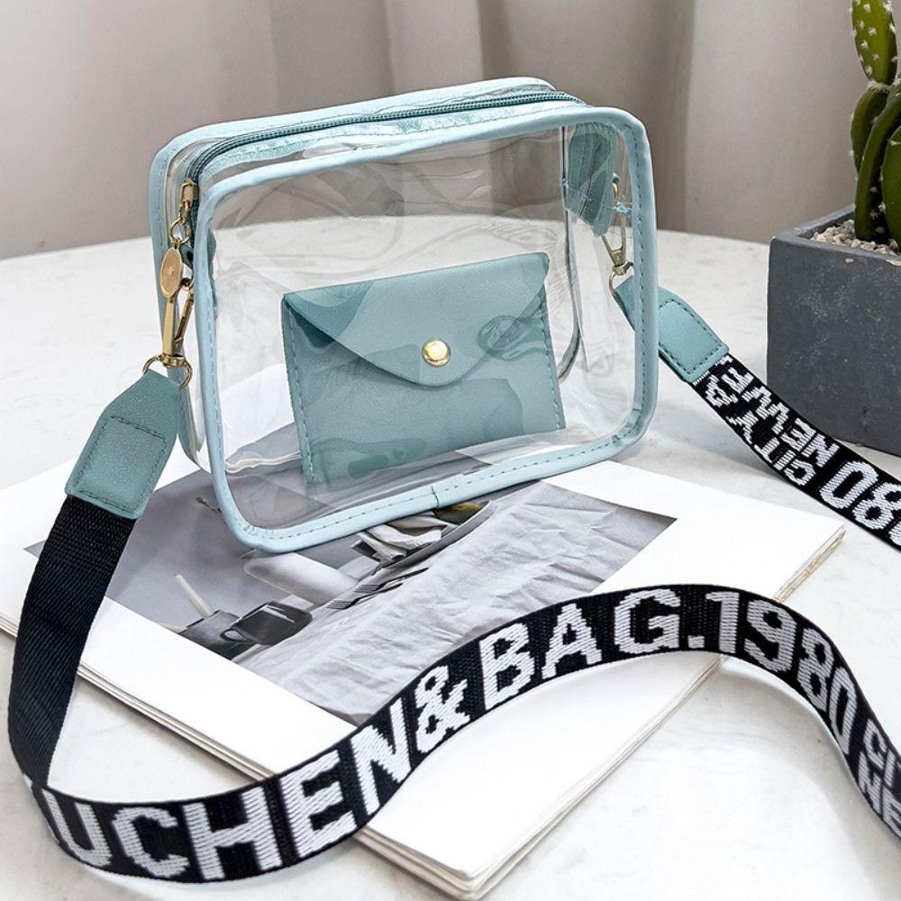Transparent Crossbody Bag for Women PVC Transparent Candy Color Letter Fashion Shoulder Bag Jelly Bag Small Square Bag