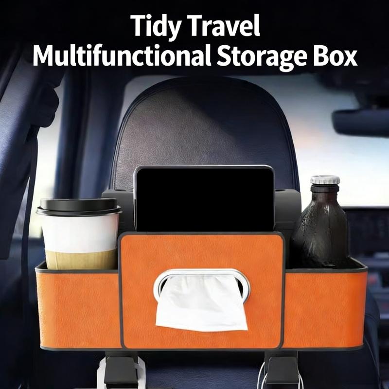 Vehicle Interior Organizer Hanging Storage Box Cup Holder Phone Slot Key Pocket for Multipurpose Storage