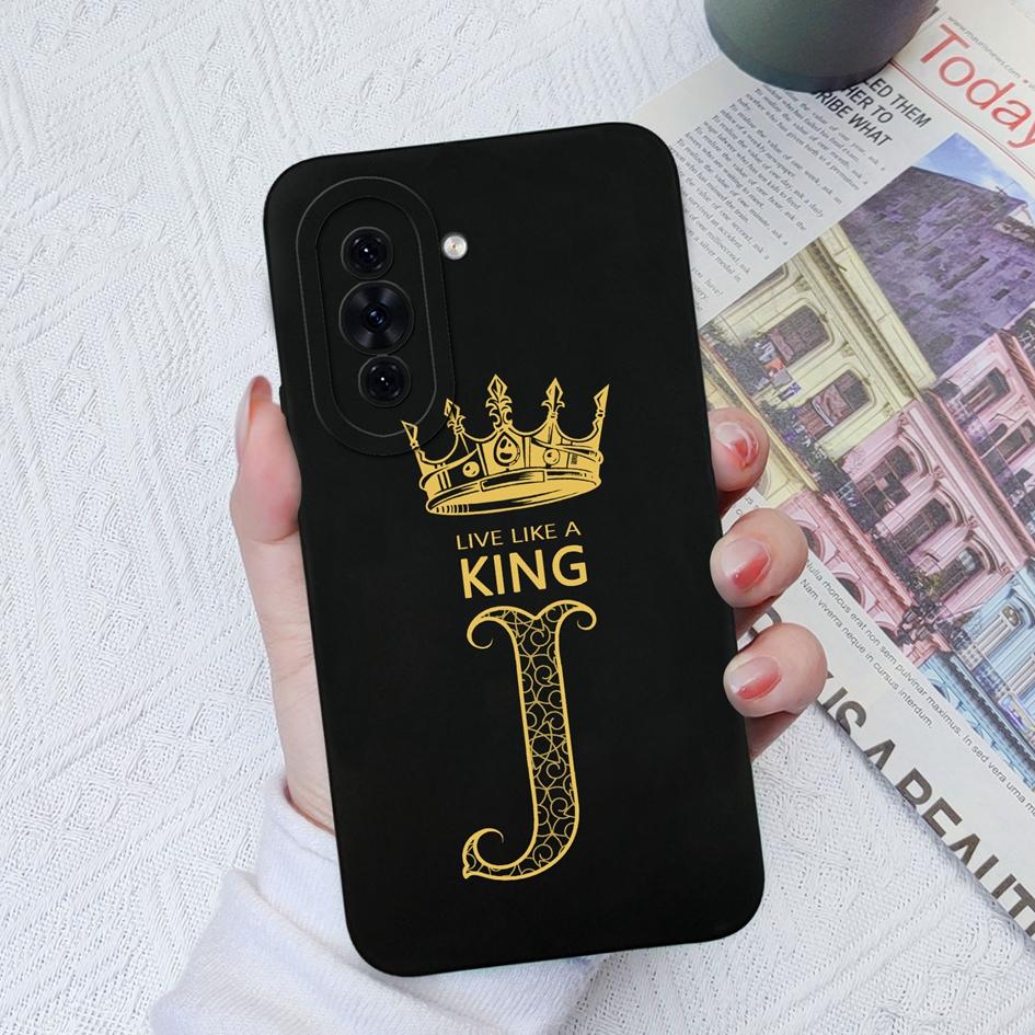 Case For Huawei Nova 7 8 9 10 Pro SE 11 Pro 5T 4E 7i 8i Soft Liquid Silicone Matte Shockproof Protective Cover Luxury Crown Letters For Huawei Bumper