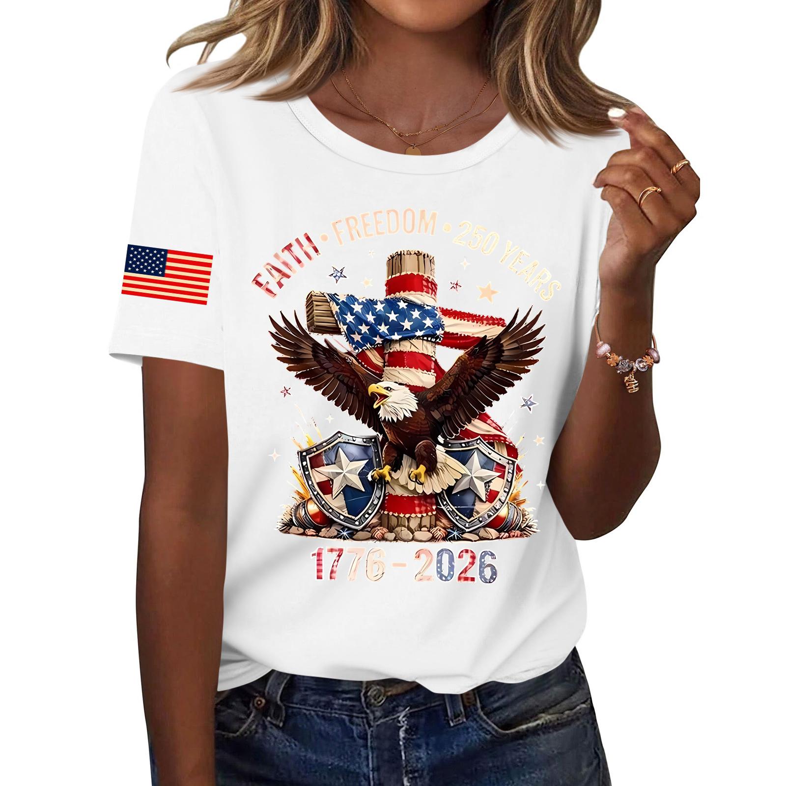

Women s Fashion Casual Printed Short Sleeve Round Neck Pullover Tops XL білий