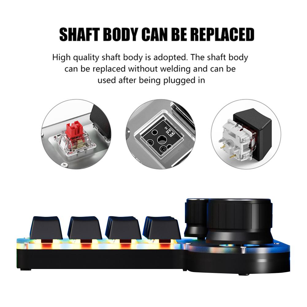 12 Keys 4 Knobs Programming Macro  Keyboard USB Wired/Bluetooth-Compatible Mini Mechanical Keyboard for Industrial Control
