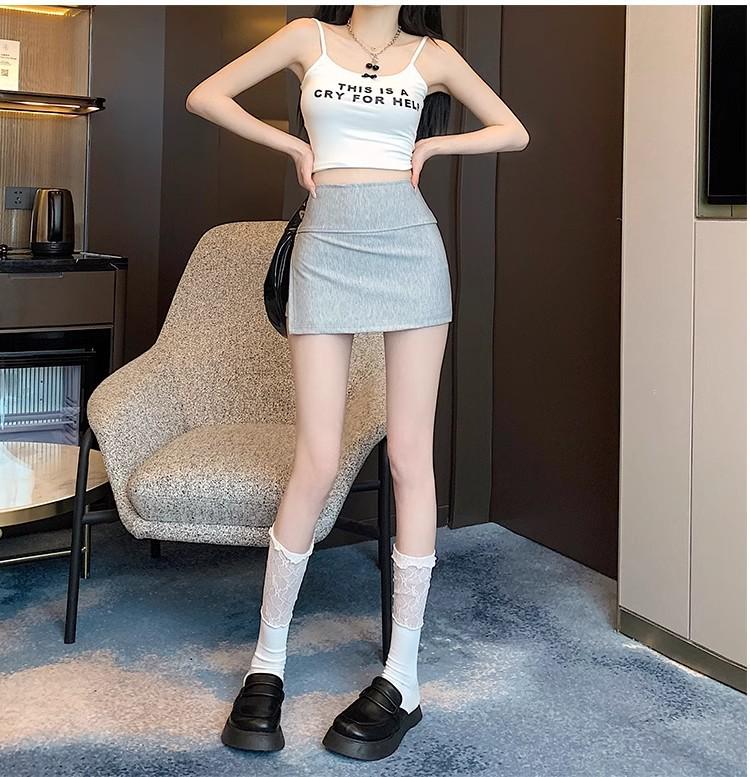 High-Waisted A-Line Short Skirt - Women's Spring Fashion with Anti-Exposure Style and Patchwork Design