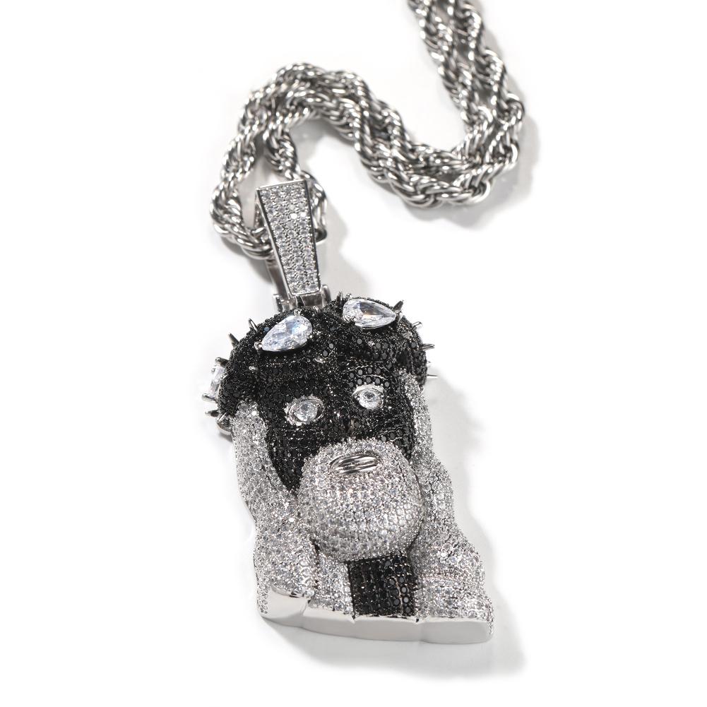THE BLING KING Schwarz Weiß Jesus Anhänger Iced Out Zweifarbig Zirkonia Anhänger Halskette Hiphop Schmuck